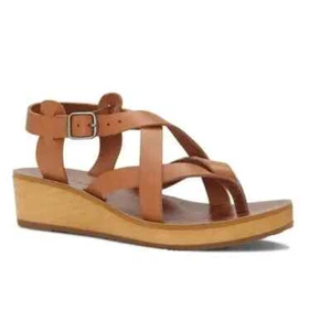 NUEVO CON ETIQUETAS Sandalias de cuña Lucky Brand marrón tostado con tiras 7 37 - Imagen 1 de 3