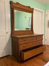 Antique Dresser with Mirror, Late Victorian Art Nouveau
