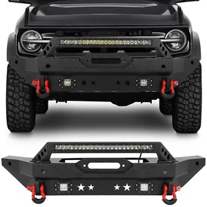 Steel Front Bumper With LED Lights & Sensor Holes For 2021-2022 Ford Bronco - Picture 1 of 8