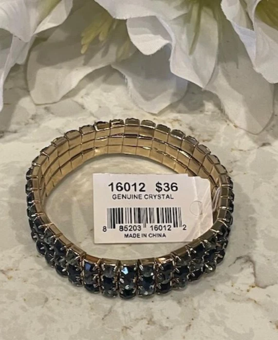 VIVI PULSEIRA ELÁSTICA DE CRISTAL GENUÍNA #16012 AZUL MRP $36 - Imagem 1 de 2