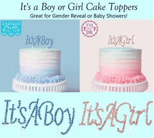 IT'S A GIRL OR BOY BABY SHOWER RHINESTONE CAKE TOPPER DECORATION GENDER REVEAL - Picture 1 of 10
