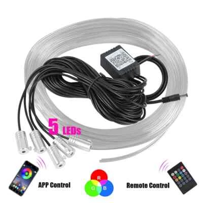 12V 6m LED Strips Car Interior Light Ambient Lamp Decorative Fiber Optic 5 Lens - Image 1 of 4