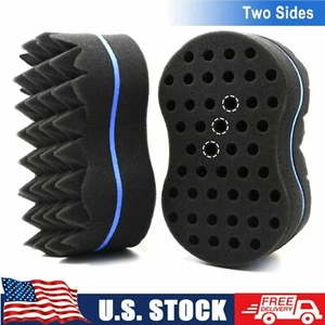 Wave Barber Hair Brush Sponge Double-Side Twist Curls Coil Dreads Afro Locs US - Picture 1 of 12