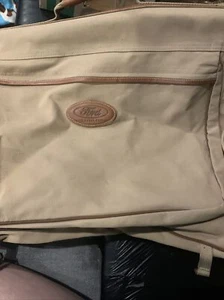 Lrge EDDIE BAUER Garment Luggage Travel Bag FORD Edition Khaki Canvas & Leather - Picture 1 of 3