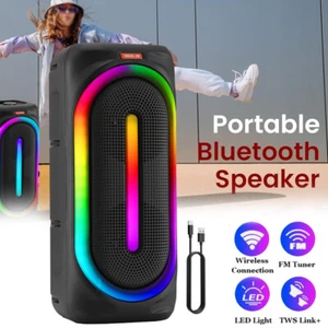 Portable Bluetooth Speaker Dual 8'' FM Party Heavy Bass Sound System TWS RGB - Picture 1 of 16