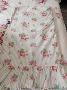 Ralph Lauren Emma KING Ruffled Flat Sheet-Blue & White Stripe-1990's Cotton - Picture 1 of 3
