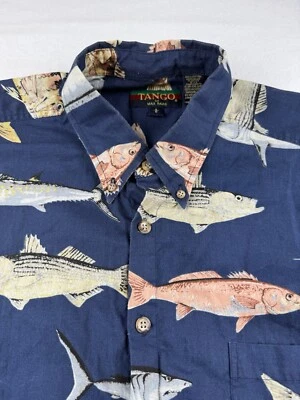 Tango By Max Raab Men’s Shirt Size L Cotton Short Sleeves Fish Beach - Image 1 of 4