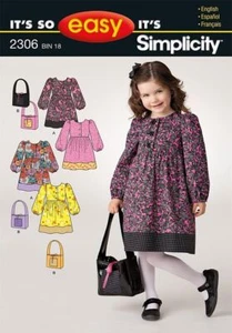 Simplicity Sewing Pattern 2306 Dress Purse Bag Girls Size 3-8 - Picture 1 of 3