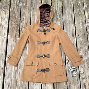 Schott NYC Gr. XS Wolle Kapuze Peacoat Duffel Knebelknopf braun Vintage Mantel - Bild 1 von 12