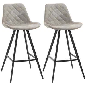 Set Of 2 Bar Stools Vintage Microfiber Cloth Tub Seats Padded Comfortable Steel - Picture 1 of 11