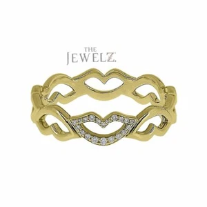 14K Gold 0.12 CT VS/F-G Diamond Lips Pattern Design Delicate Ring - The Jewelz - Picture 1 of 5