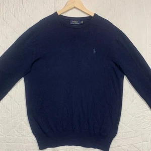 Polo Ralph Lauren Men’s Merino Wool Navy Blue Crewneck Jumper Small Sweatshirt - Picture 1 of 11