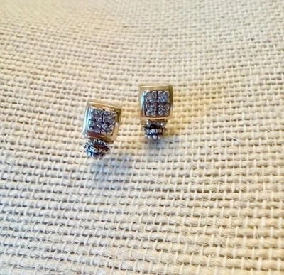 Michael Dawkins 14kt gold, Diamond & Sterling Silver Petite Post Earrings - Image 1 of 3