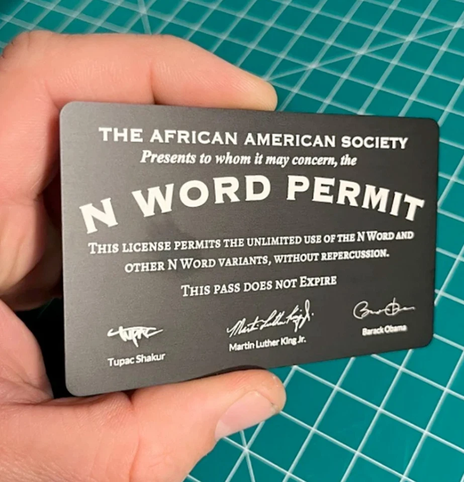 Funny N-Word Pass Permit Card Funny Joke Meme PVC Gag Card Gift For Friends