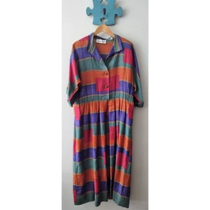 Vintage Nipon Boutique cotton blend plaid dress short sleeve size 14 - Picture 1 of 19