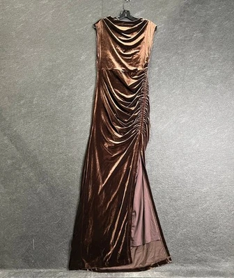 Maxi Vestido Para Mujer BHLDN Francesca Terciopelo Elástico Talla M Cacao Foto 1 de 4