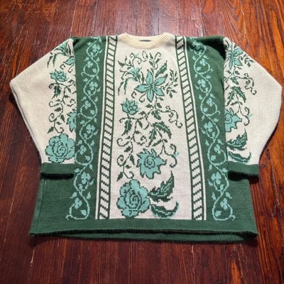 Suéter Isla Esmeralda Mujer Grande Floral Intarsia Tejido Hecho en Irlanda Acrílico Foto 1 de 4