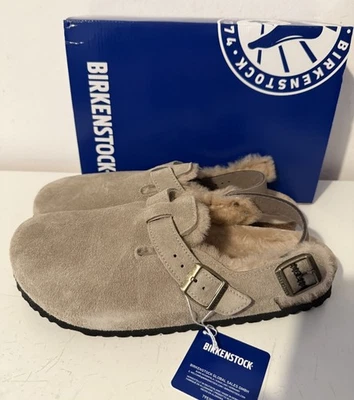 Birkenstock Tokio Shearling Veloursleder/Fell - Taupe - Clogs Gr. 44 Schmal - Bild 1 von 4