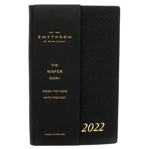 Smythson Black 2022 Oblate Diary With Pocket 1200238 SCHWARZ - Bild 1 von 3