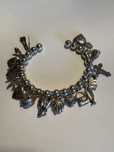 925 Silber 18 Bettel Armband Herzen Geldbörsen Einkaufstaschen Sonnenbrille religiös + - Bild 1 von 18