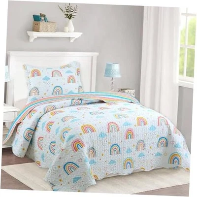  Juego de colcha edredón para niños manta para adolescentes niñas niños doble arco iris Foto 1 de 4