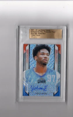 2021-22 Leaf Metal Red White Blue Mojo Proof Yohan Traore Rookie Auto 1/1 - Image 1 of 2