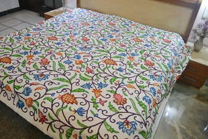Colcha Kingsize DE DISEÑO Crewel Bordada a Mano Cachemira ~10 Diseños - Imagen 1 de 3