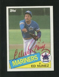 1985 Topps #34 ED NUNEZ, Mariners: Red Sharpie Autograph 161002 - Bild 1 von 3