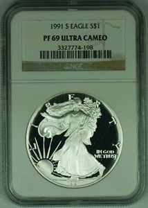 1991-S American Proof Silver Eagle $1 NGC PF 69 Ultra Cameo (49) - Picture 1 of 2