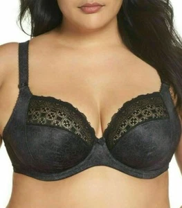 Elomi 4340 Kim Underwire Black Plunge Bra Size 36H US- 36FF UK - Picture 1 of 8