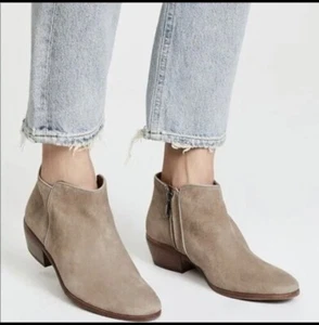 Sam Edelman Petty Round Toe Side Zip Suede Leather Ankle Booties Tan, Size 7 M - Picture 1 of 10