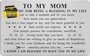 Mothers Day Gifts for Mom, Thank You Mom Gifts, Mom Appreciation Card, Stainless - Picture 1 of 5