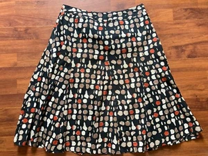 Falda Anokhi For East línea A negra y beige estampado de bloques 100 % algodón talla UK 12 - Imagen 1 de 7
