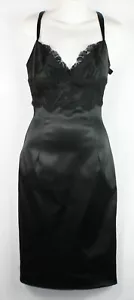 Dolce & Gabbana Solid Black Lace Trim LBD Dress Womens 42 D&G - Picture 1 of 12