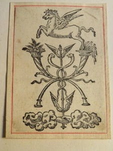 Ecole ITALIENNE XVI GRAVURE BOIS MARQUE IMPRIMEUR LIBRAIRE RENAISSANCE CHEVAL - Picture 1 of 4