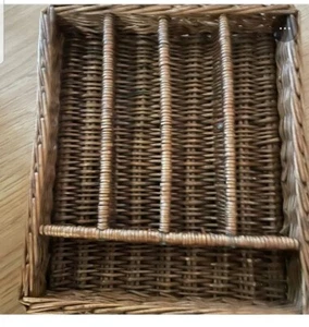 New Brown WICKER Cutlery Tray Organizer - Picture 1 of 2