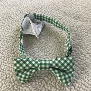 Crewcuts Bowtie Green Gingham Check Plaid Cotton One Size Younger Boys New - Picture 1 of 4