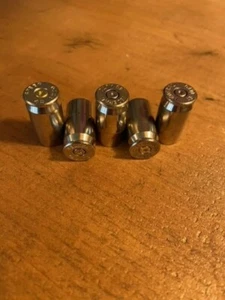 .45 ACP Bullet Casing Nickel Threaded Tire Valve Stem Caps - for Tires set of 5 - Picture 1 of 2