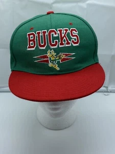 Milwaukee Bucks Red Green Mitchell & Ness Hat Cap Adjustable Snap-Back NBA - Picture 1 of 7