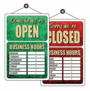 Business Opening Times Door Sign Shop Hours Notice with Pen Open Closed12" x 8" - Picture 1 of 3