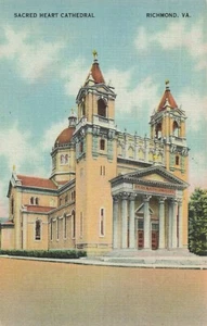 SACRED HEART CATHEDRAL ~ Richmond, VA ~ 1940s VINTAGE LINEN POSTCARD - Picture 1 of 2