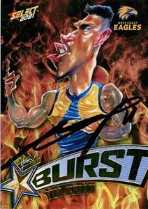 Signed 2021 West Coast Eagles AFL Select Starburst Fire Card - Tim Kelly - Picture 1 of 3