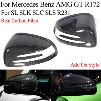 Cubierta de espejo retrovisor de fibra de carbono real para Mercedes Benz AMG GT R172 SL SLK SLC SLS R231 Foto 1 de 4