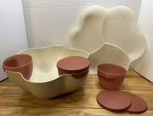 Tupperware Chip & Dip Serving Bowl Set w/ Side Dishes & Lids - 4624A-2/4626A-2 - Picture 1 of 11