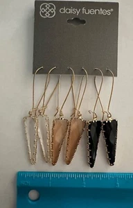 NEW Daisy Fuentes 3 Pair Gold Dangle Drop Earrings NEW WITH TAGS - Picture 1 of 3