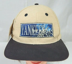 Gorra de béisbol New York Yankees mercancía genuina sombrero beige negro ajustable nueva con etiquetas - Imagen 1 de 7