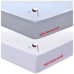 EXTRA DEEP WATERPROOF TERRY TOWEL MATTRESS PROTECTOR FITTED BED COVER NON NOISY - Picture 1 of 48