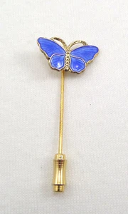 Vintage OPRO Schmetterling Stecknadel Sterlingsilber blau Guilloche Emaille - Bild 1 von 8