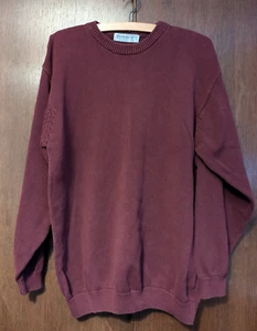 Vntage Mens Berkertex heavyweight cotton jumper Crewneck Large Burgundy Dark red - Picture 1 of 7