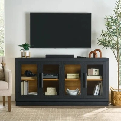 Better Homes & Gardens Ezra TV Stand for TV's up to 70", Rich Black finish - Image 1 of 3